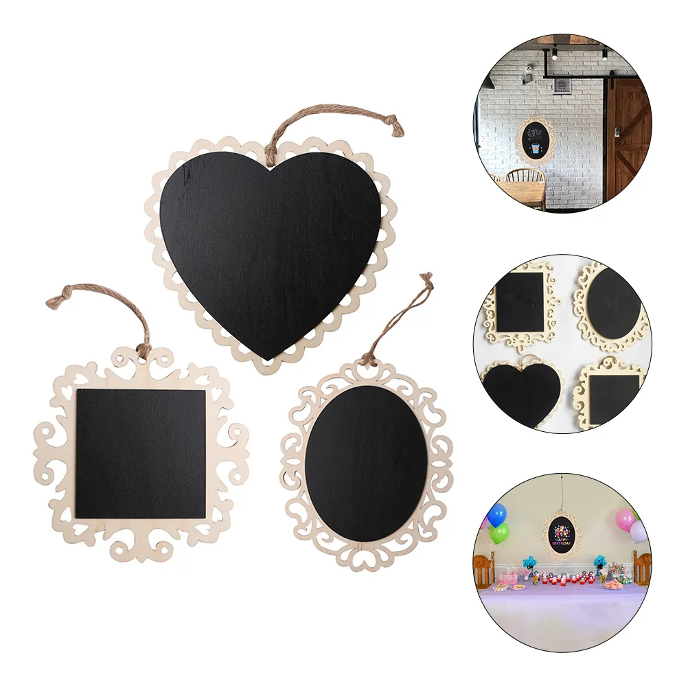 

3Pcs Hanging Message Board Shaped Wooden Pendant Message Tag Flower Store Supply (Mixed Style)