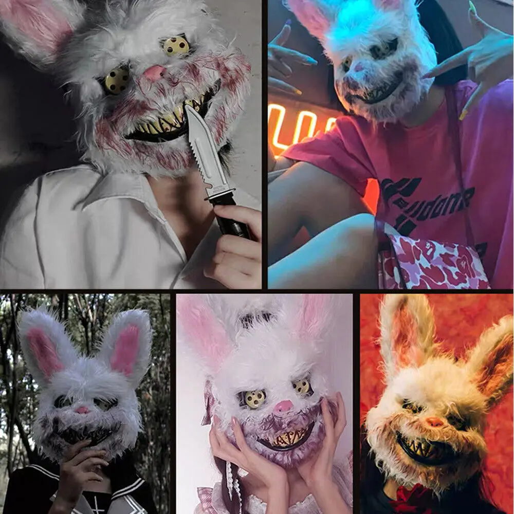 Светящаяся маска животного Хэллоуин ужас кровавый кролик медведь украшение