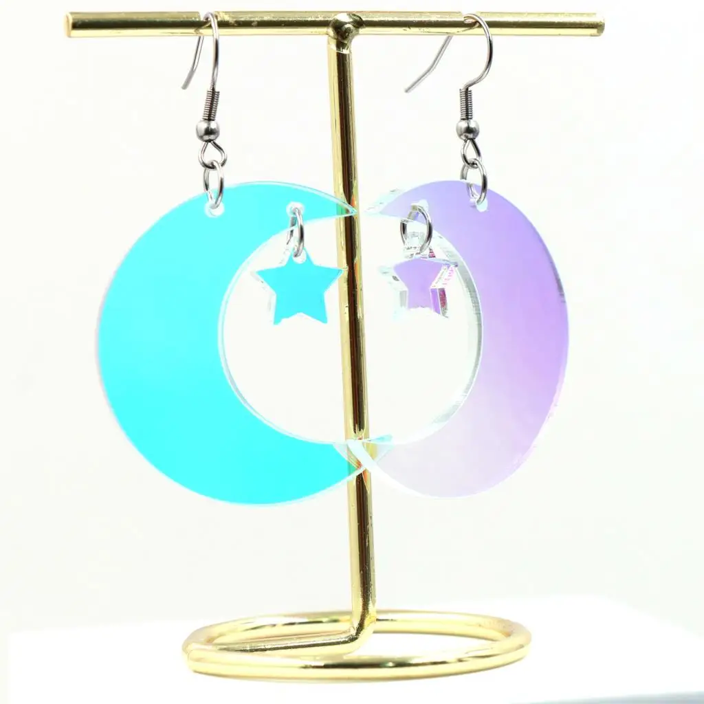 

(1 пара) Модные CN Drop Star Moon акриловые женские переливающиеся модные серьги на Хэллоуин ювелирные изделия для женщин