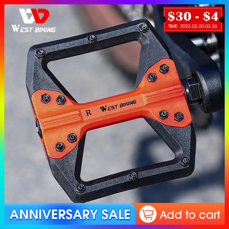 

WEST BIKING нейлоновые велосипедные педали, велосипедные ультралегкие уплотненные подшипники, велосипедные педали, дорожные горные велосипедные аксессуары