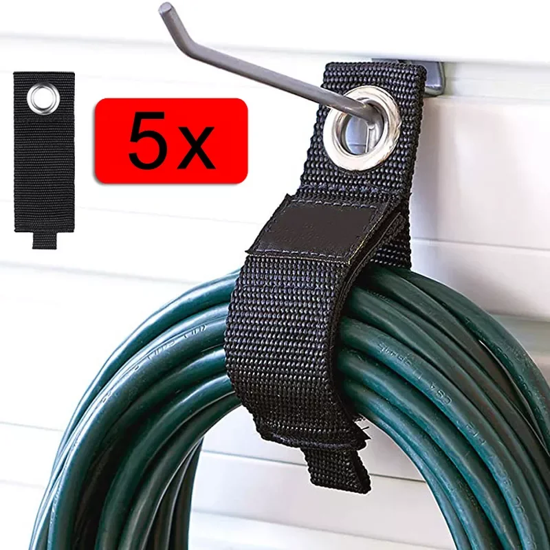 

5x Heavy Duty Extension Cord Stowing Tidying Car Parts Accessories Tools Organizer Holder Hook Loop Storage Garage Cable Straps