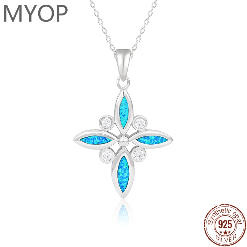 

Jewelry Gift for Women Fashion Temperament Pendant 925 Sterling Silver Synthetic Opal Pendant Necklace