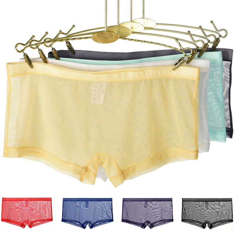 

Трусы-боксеры мужские сетчатые, пикантные ультратонкие прозрачные дышащие удобные шорты, нижнее белье с заниженной талией