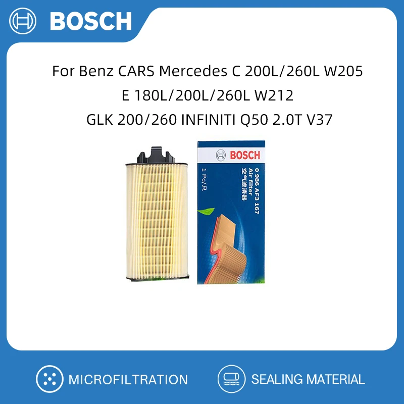 Воздушный Фильтр BOSCH Для Mercedes C 200L/260L W205 E 180L/200L/260L W212 GLK 200/260 INFINITI Q50 2