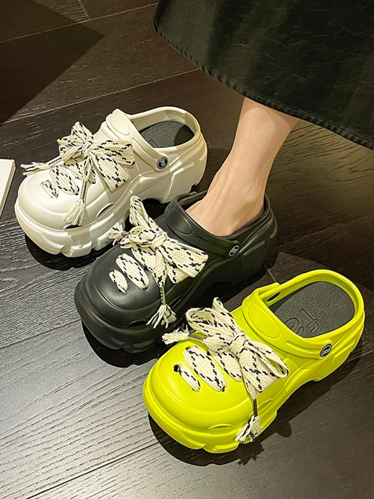 

Шлепанцы женские резиновые, тапки на платформе, средний каблук, роскошные сланцы, базовая обувь из искусственной кожи, дизайнерские пляжные тапочки, лето 2023