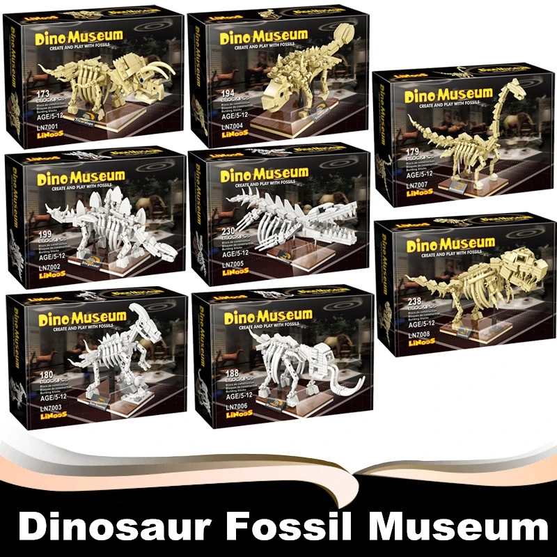 Single Jurassic Dinosaur Fossil Museum T-Rex Mosasaur Diplodocus Mammoth Building Block Kids Educational Toys for Children | Игрушки и