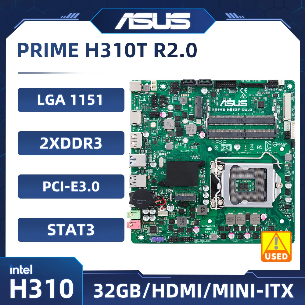 

Материнская плата LGA 1151 Asus PRIME H310T R2.0, материнская плата DDR4 32 Гб PCIE 3,0 SATA III mini ATX для Core i5-8500 cpu