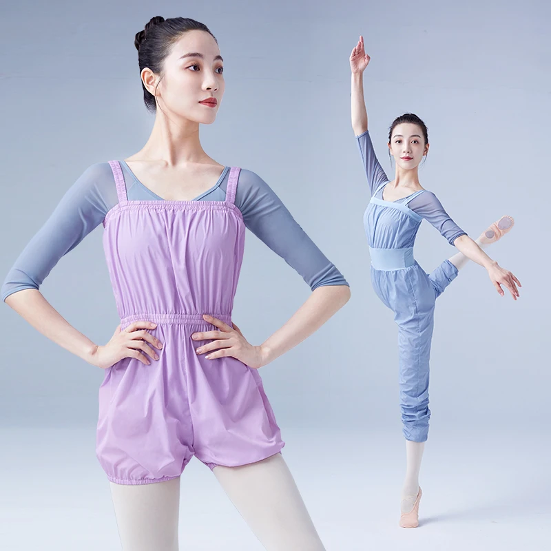 Ballet Women Adult Suspenders Waist Pants Jumpsuit Ballet Sweat Suit Women'S Body Dance Warm-Up Pants Sports Gymnastics Trousers