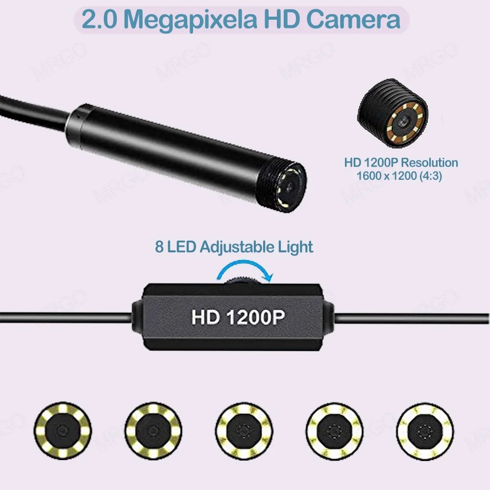 

Waterproof HD endoscope camera IP68, 8mm, micro 8 LED, suitable for automobile, industrial smartphone, mini camera, USB type C