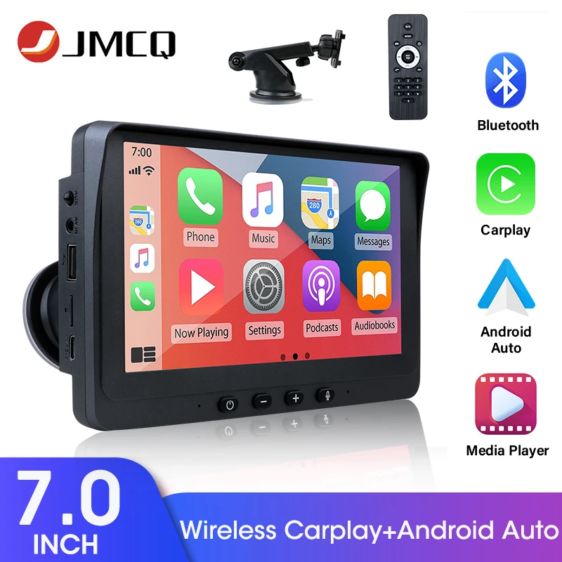 

JMCQ Универсальный 7-дюймовый автомобильный радиоприемник мультимедийный видеоплеер беспроводной Carplay и Android Авто Bluetooth для Kia Nissan Toyota Hyundai
