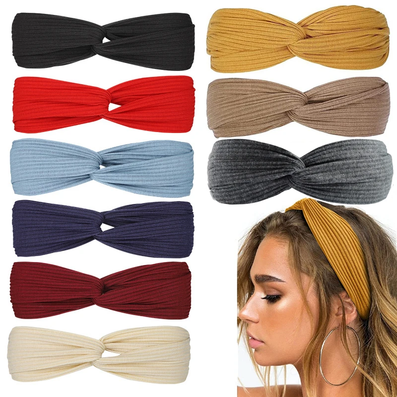 Cross Turban Elastic Hair Bands Women Sports Head Wrap For Yoga Fitness