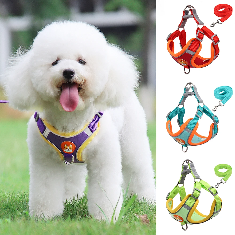 

Adjustable Dog Harness And Leash Set Soft Reflective Outdoor Walking Puppy Accessories Chihuahua Collar For Small Dogs Supplies