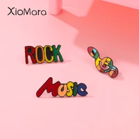 rock music note enamel pins custom rainbow pattern ins trendy party brooches lapel badges cool jewelry gifts for couple friends