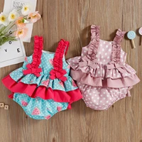 baby girl summer clothes set fashion newborn infant outfits ruffles romper shortssuspenders tops 2 pcs sets for toddler outfits