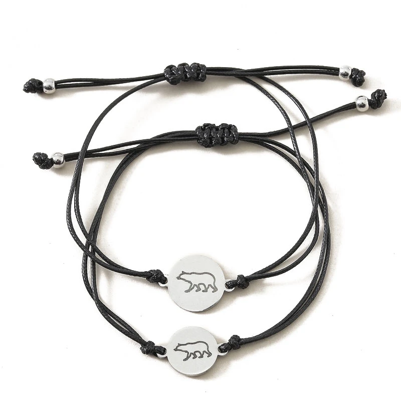 2 изысканных браслета с медведем из плетеной веревки регулируемый шнур