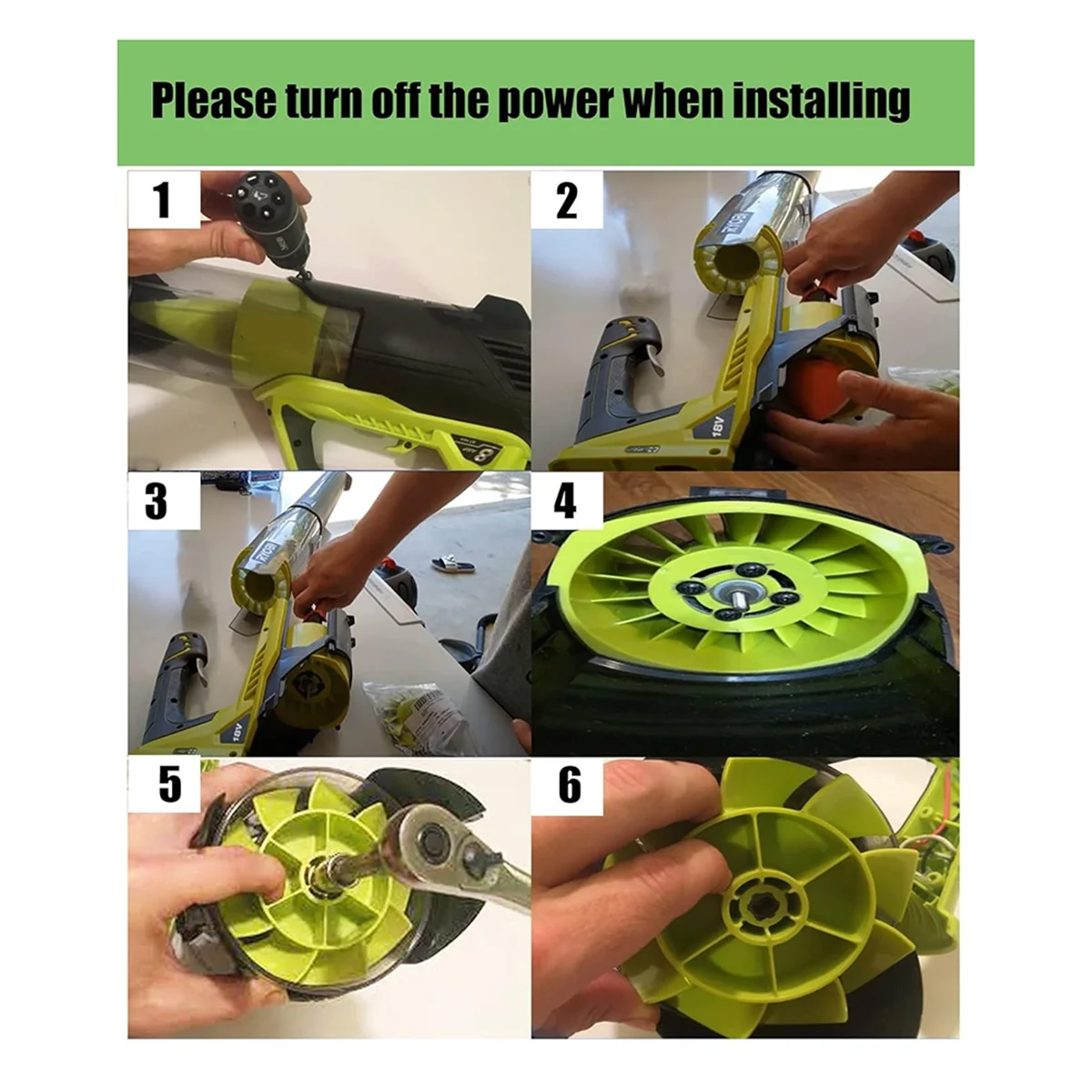 29437003 / 529437004 529437001 Вентилятор для вентилятора Ryobi 18-вольтовый вентилятор P2108 P21081