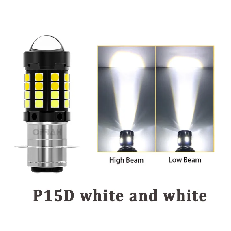 

Светодиодная фара для мотоцикла P15D, лампа для мотоцикла, дальний ближний свет, двойной цвет, белый, янтарный, ходовые огни для мотоцикла, скутера, противотуманные фары 12 В