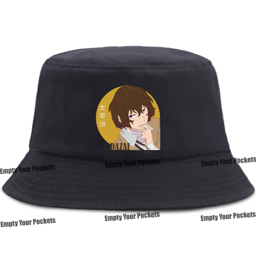 

Anime Osamu Dazai Print All Character Panama Bucket Hat Hip Hop Women Outdoor Fishing Bob Fisherman Cap Cotton Sunscreen Caps