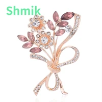 crystal flower brooches for women vintage fashion simple design pin winter jewelry 2 colors avaible brooch pin gift