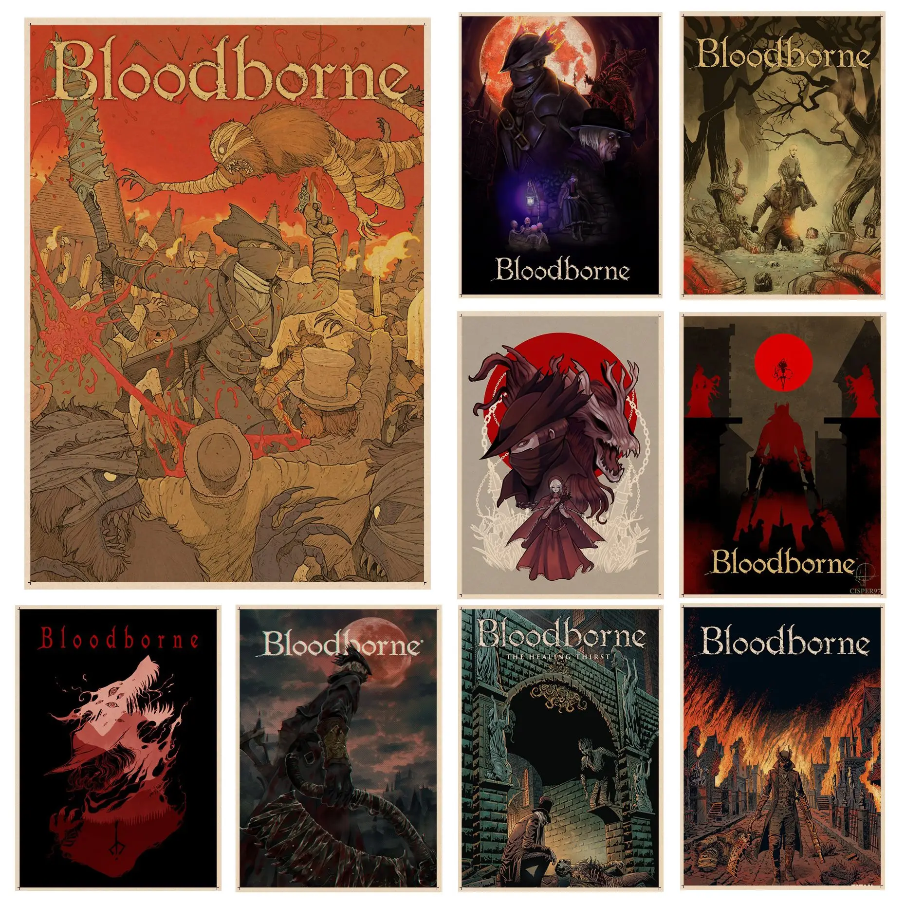

Bloodborne Retro Kraft Paper Poster Kraft Paper Sticker Home Bar Cafe Stickers Wall Painting