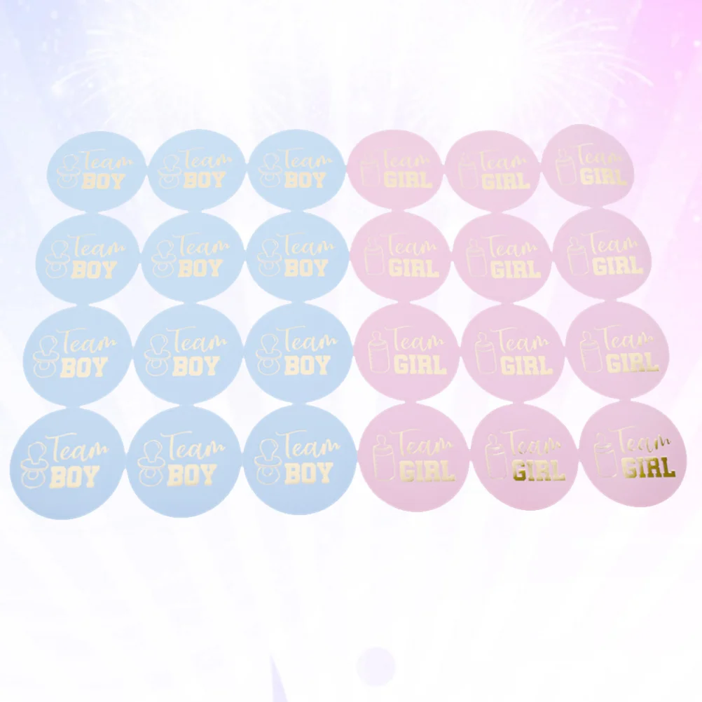 

48pcs Stickers Gender Reveal Games Gold Gender Reveal Sticker Circle Dot Decals Round Baby Shower Sticker