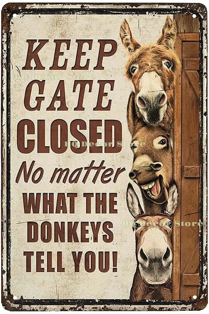 

Металлический знак для защиты ворот, подарок для фермера, подарок для влюбленных осла, Предупреждение ждающий знак для осла, знак приветств...