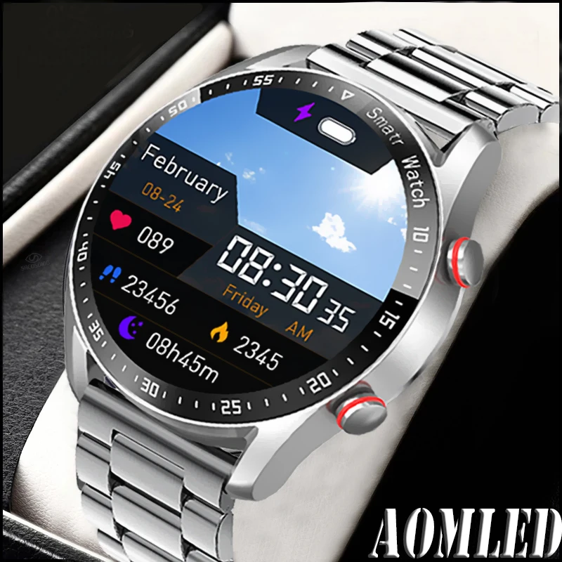 ЭКГ + PPG Bluetooth Вызов Смарт-часы Мужчины Лазер Здоровье Артериальное Давление