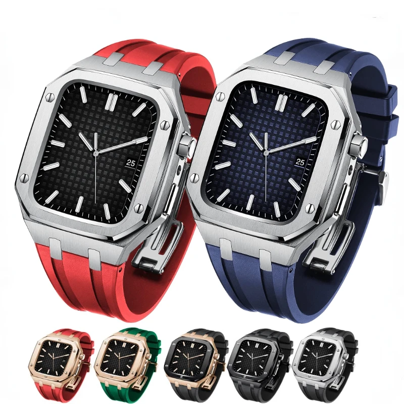 Modification Strap+Case For Apple Watch Band 44mm 45mm 42mm Retrofit Kit Bracelet Wristband Correa For iWatch 8 7 5 4 3 SE Belt