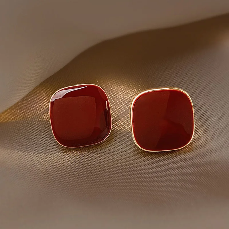 14K позолоченные квадратные модные серьги