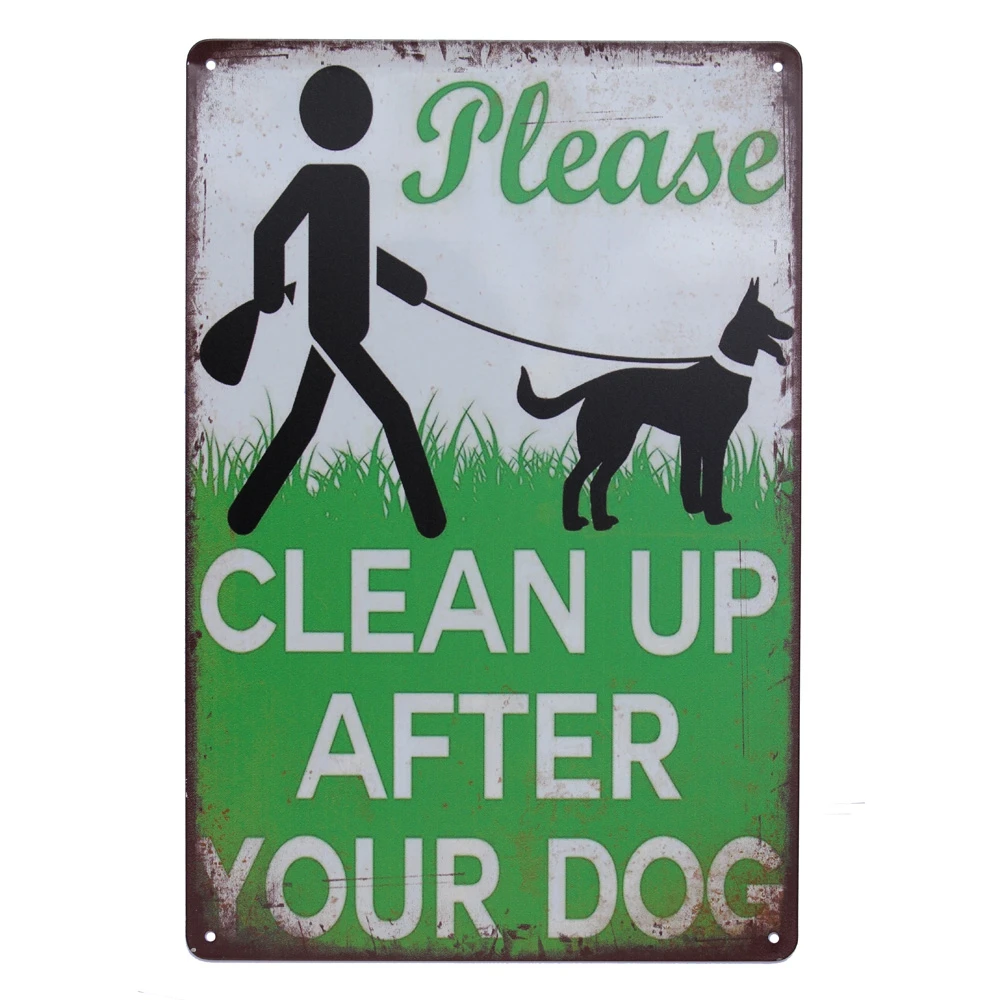 

Warning Dog Tin Sign 200x300mm Clean Up After Dog Property Security Private Metal Plaque Painting Wall Decor Poster Vintage 2021