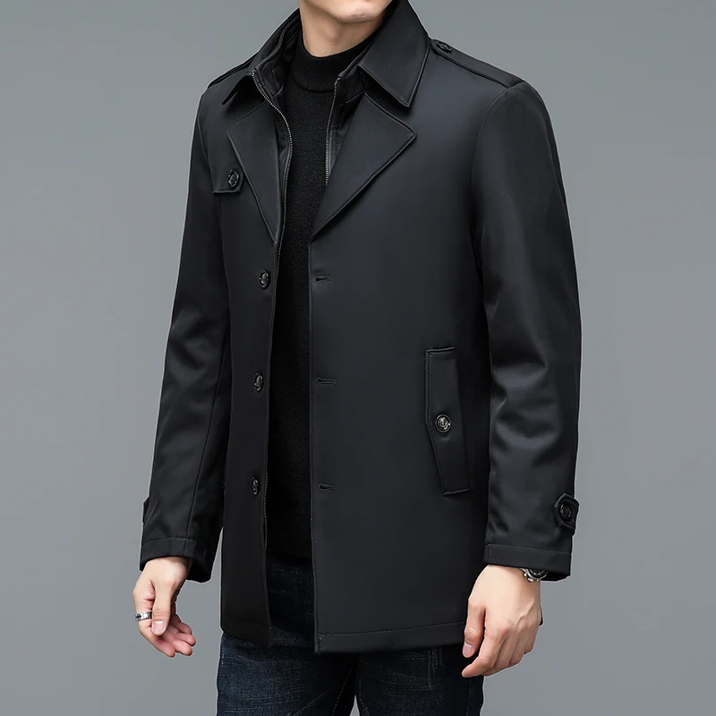 England Style Men Winter Puffer Parkas Khaki Black Thick Thernal Puff Overcoats Quilted Lining Detachable Basic Coat Male Jacket