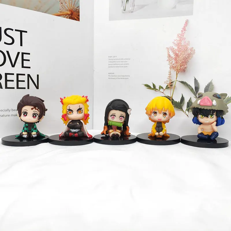 

5pcs/set Demon Slayer Anime Figure Kawaii Kimetsu No Yaiba Doll Tanjiro Nezuko Cute Decorat Model Kids Gift Birthday Toy