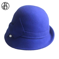 fs wool felt basin hats for women fashion keep warm curling edge top caps autumn winter set beads dome fisherman cap fedoras
