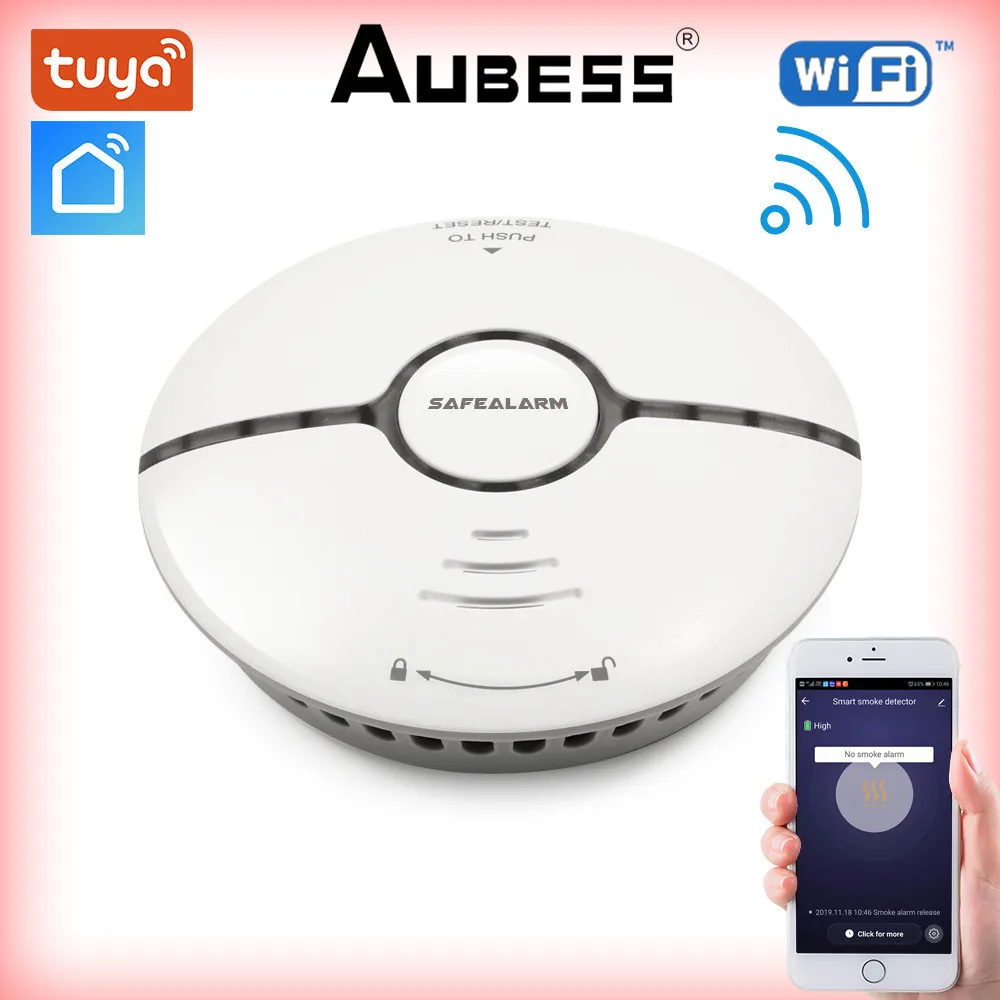 

Tuya WiFi Smoke Detector Sensor Fire Alarm Works With Smart Life APP Information Push Fire Protection Smart Home Security System