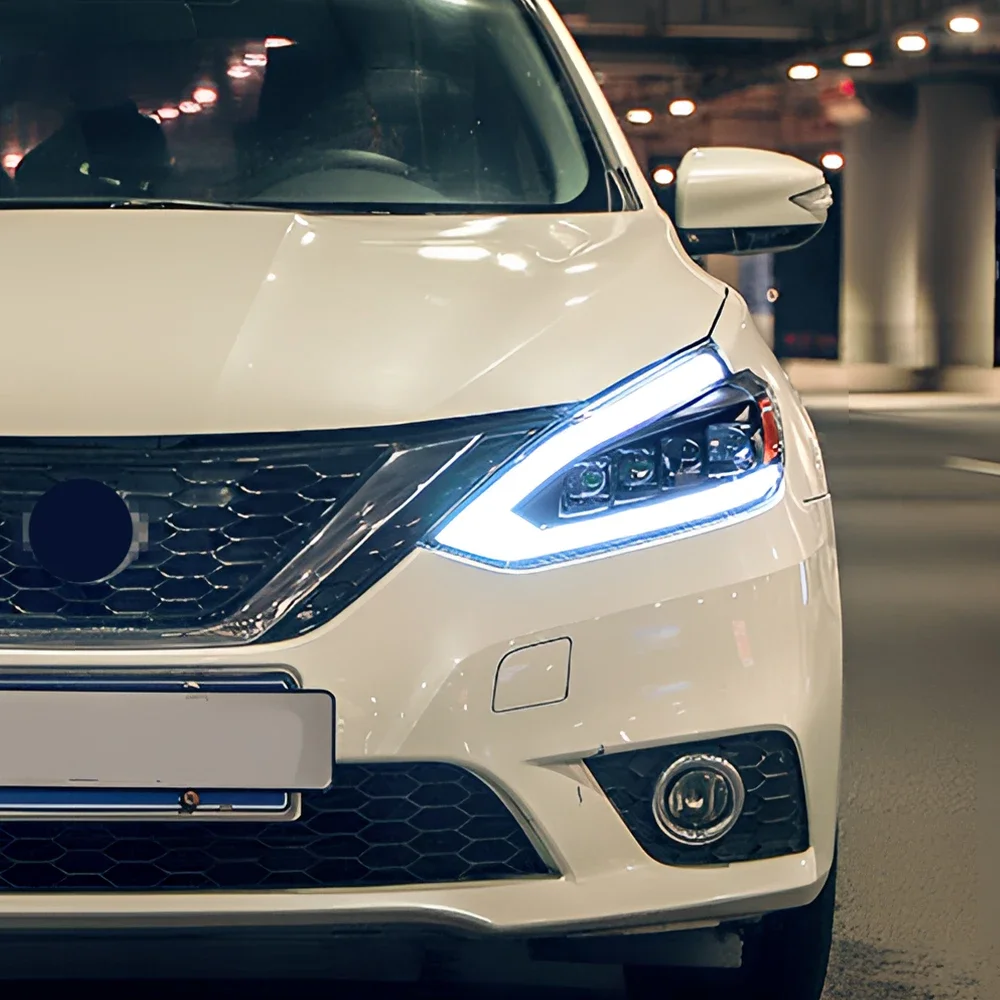 Фото Автомобильные передние фонари для Nissan Sylphy Sentra 13th 2016-2019, обновленная сборка автомобильных фар, светодиодные 4 линзы проектора, аксессуары №2
