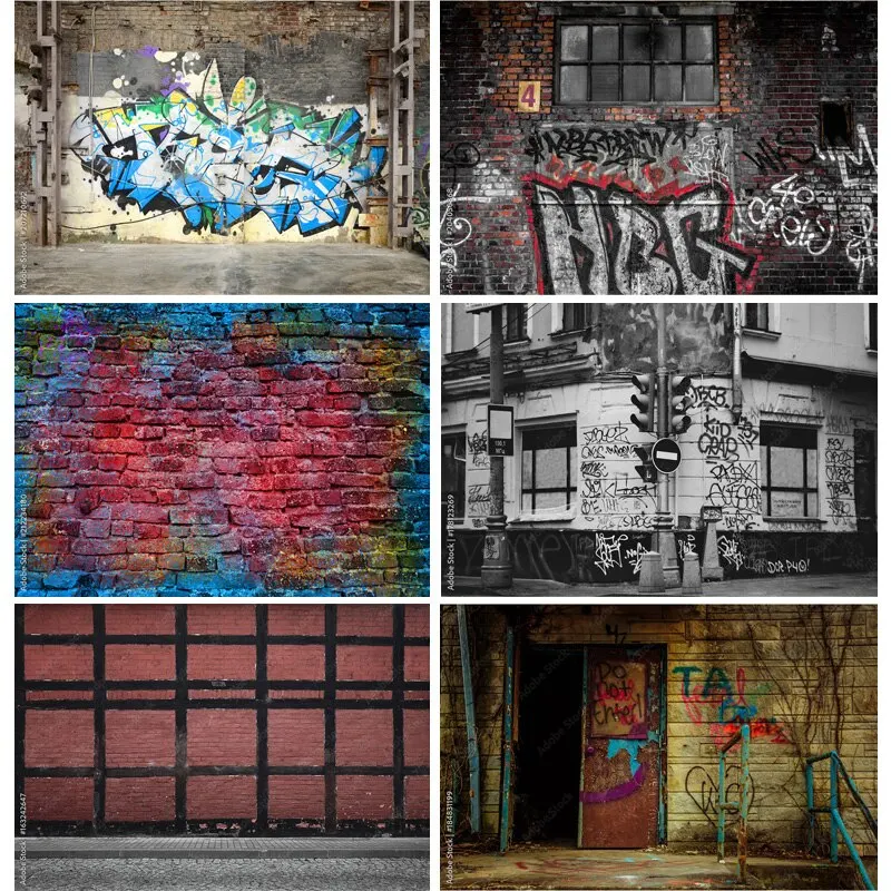 

Vinyl Custom Graffiti Theme Photography Backdrops Studio Props Vintage Brick Wall Photo Photography Background 211219 SKT-01