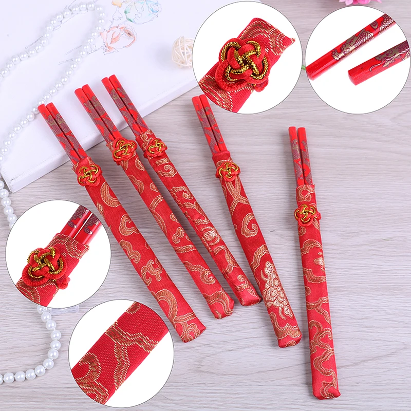 

Red Chopsticks Chinese Wood Bag Holder Dinnerware Flatware Kitchen Food Stick Chop Sticks Wooden Chopsticks