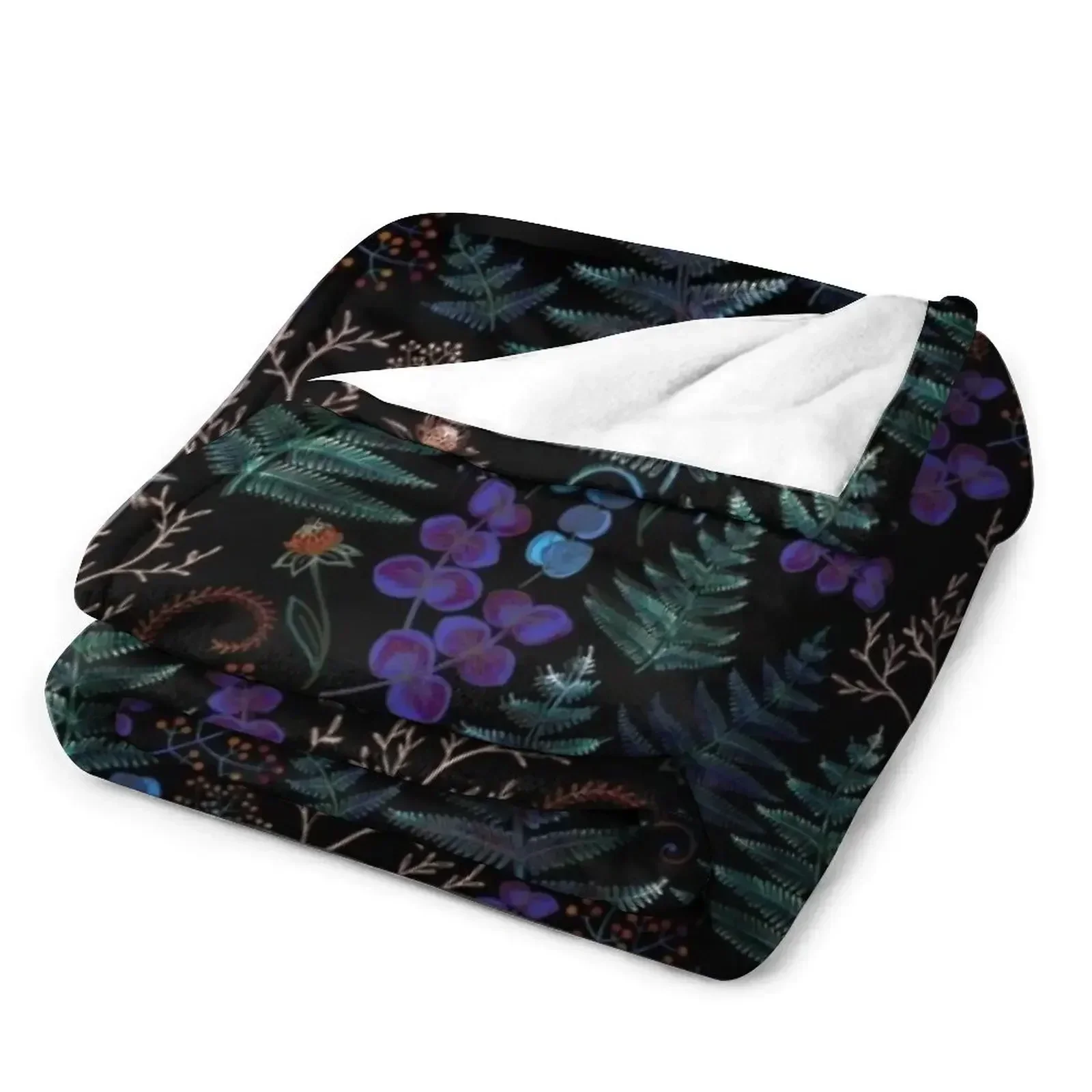 Moody Florals с папоротными листьями на черном покрытии декоративные пушистые диваны