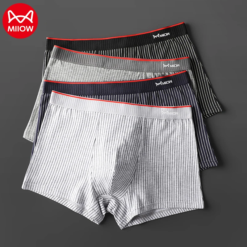 

MiiOW 3pcs AAA Mulberry Silk Antibacterial Men's Panties Skin-friendly Cotton Men Boxer Shorts Underwear Male Underpants Boxers