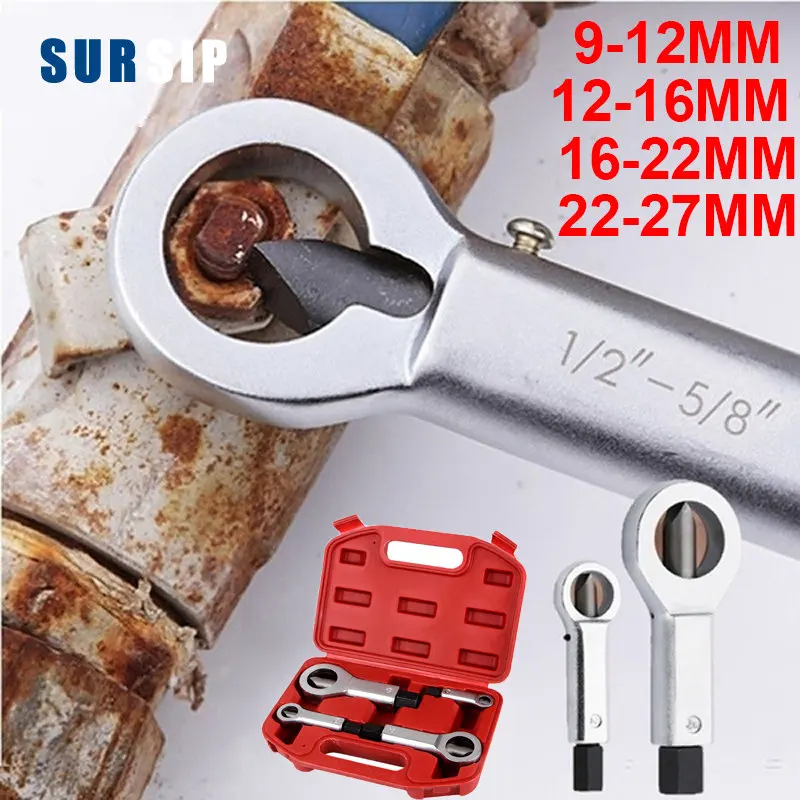 

9-12mm/12-16mm Metal Nut Splitter Cracker Manual Pressure Rusted Corroded Screw Nut Breaker Remover Extractor Hand Tool Set