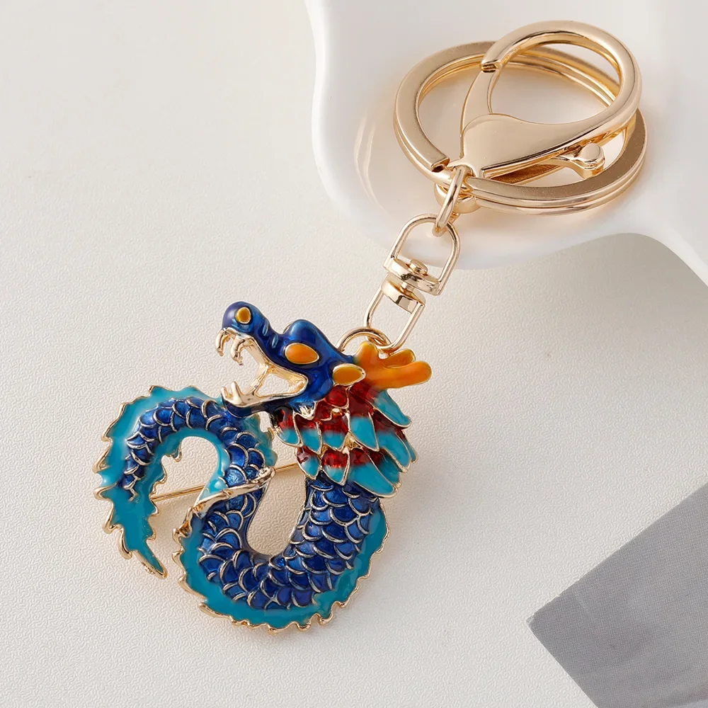 Эмалированный брелок для ключей с китайским драконом металлический милым