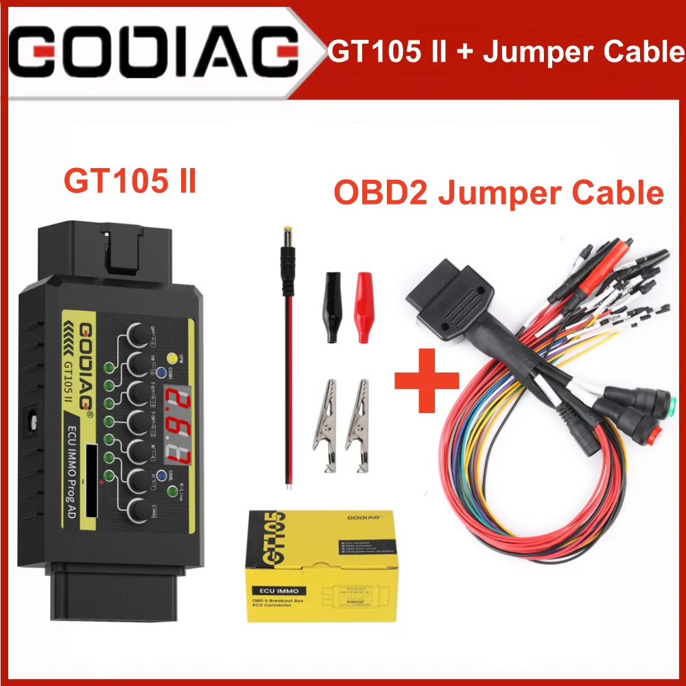 GODIAG GT105 II ECU IMMO Prog AD Разъем + универсальная перемычка OBD2 с полным протоколом