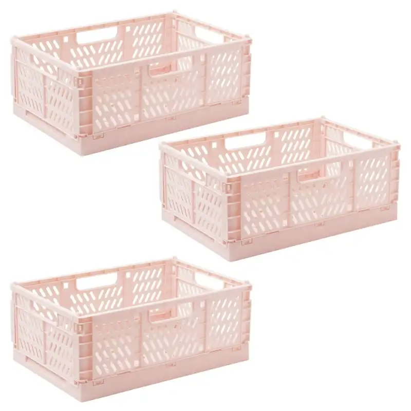 

Gallon Collapsible Plastic Storage Crates, Pink, 3 Count