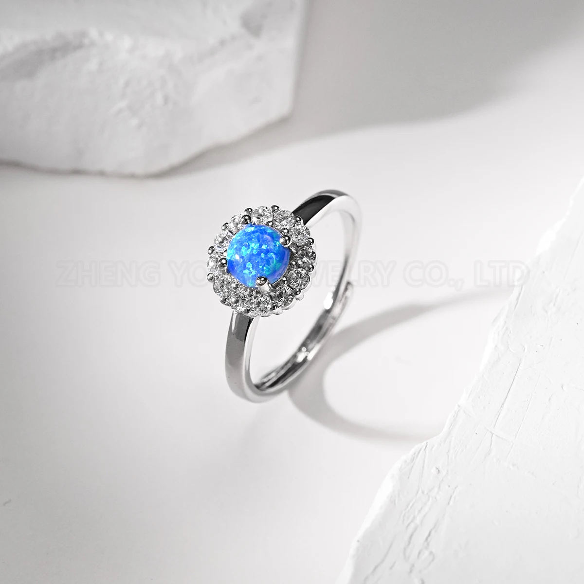 Кольца с синим опалом стерлинговое серебро синтетическое кольцо огненным
