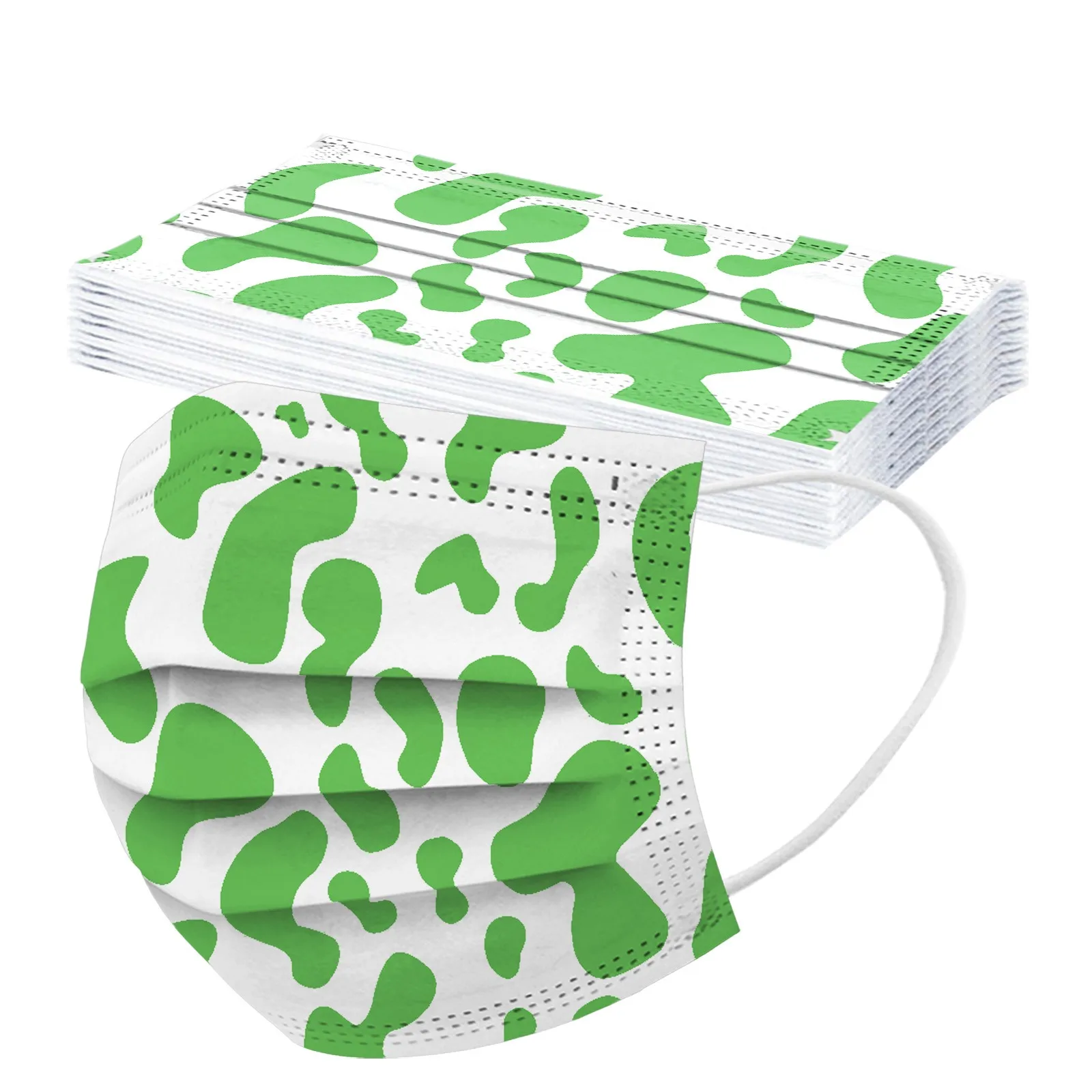 Маска одноразовая трехслойная для лица с принтом коровы 10 шт. |