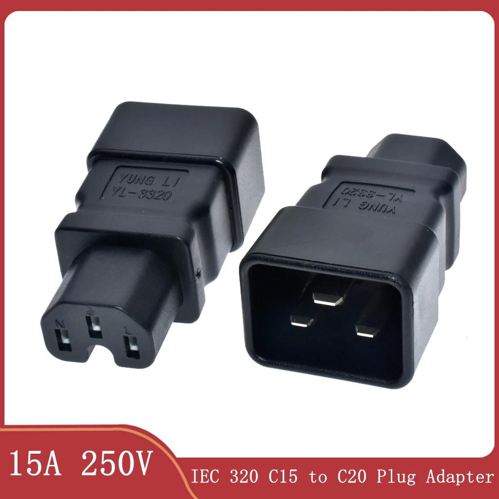 Адаптер питания переменного тока IEC 320 C20-C15, подключите C19 к C14, цвет черный
