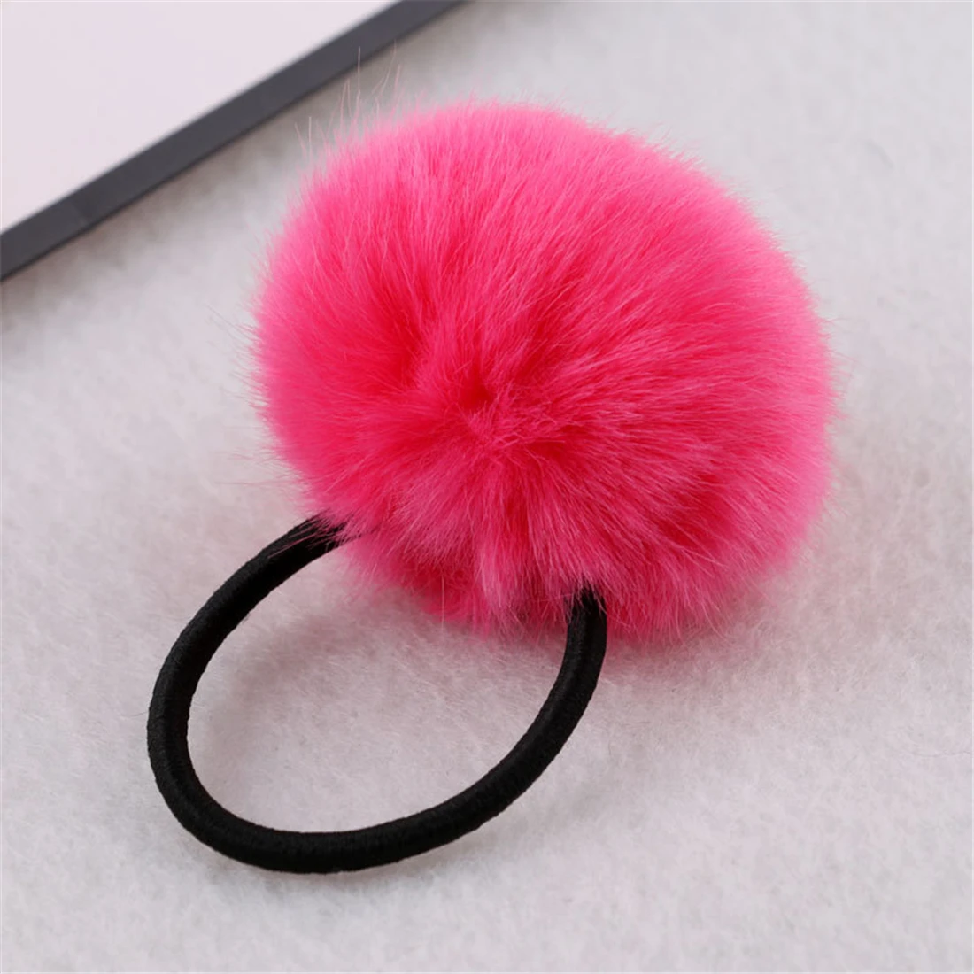 

7cm Faux Rabbit Fur Pompoms Rubber Band Elastic Hair Bands Children Girls Soft Hand Made Ball Hair Scrunchies Hair Accessories