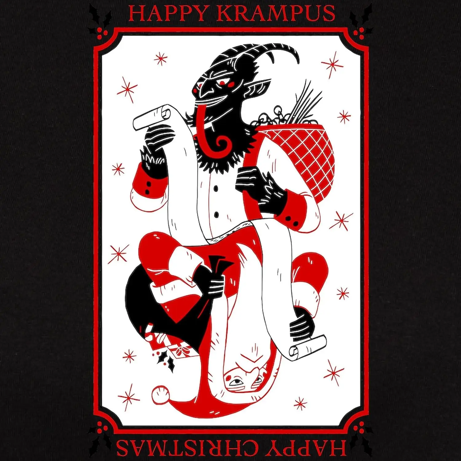 głosatować koszulkę CafePress Happy Christmas Krampus. Жіноча бавовняна темна футболка