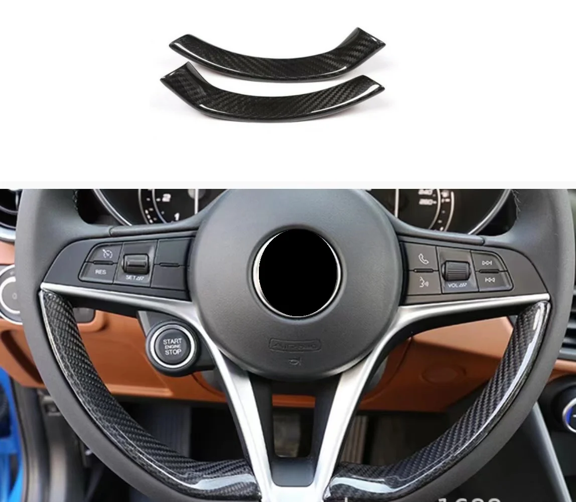 Real Dry Carbon Fiber Steering Wheel Cover Trim Fit For Alfa Romeo Giulia Stelvio 2017-2019