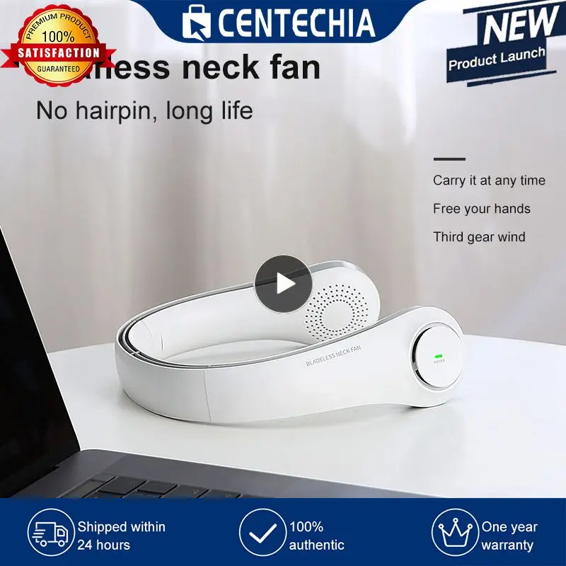 

2400mAh Summer Air Neck Fan Mini Bladeless Fan Leafless Hanging Neck Fan Air Cooler Neckband Fans Mute Sports Fans For Home